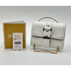 Michael Kors Optic White Colby Buckle Detail Small Trifold Leather Wallet *READ*